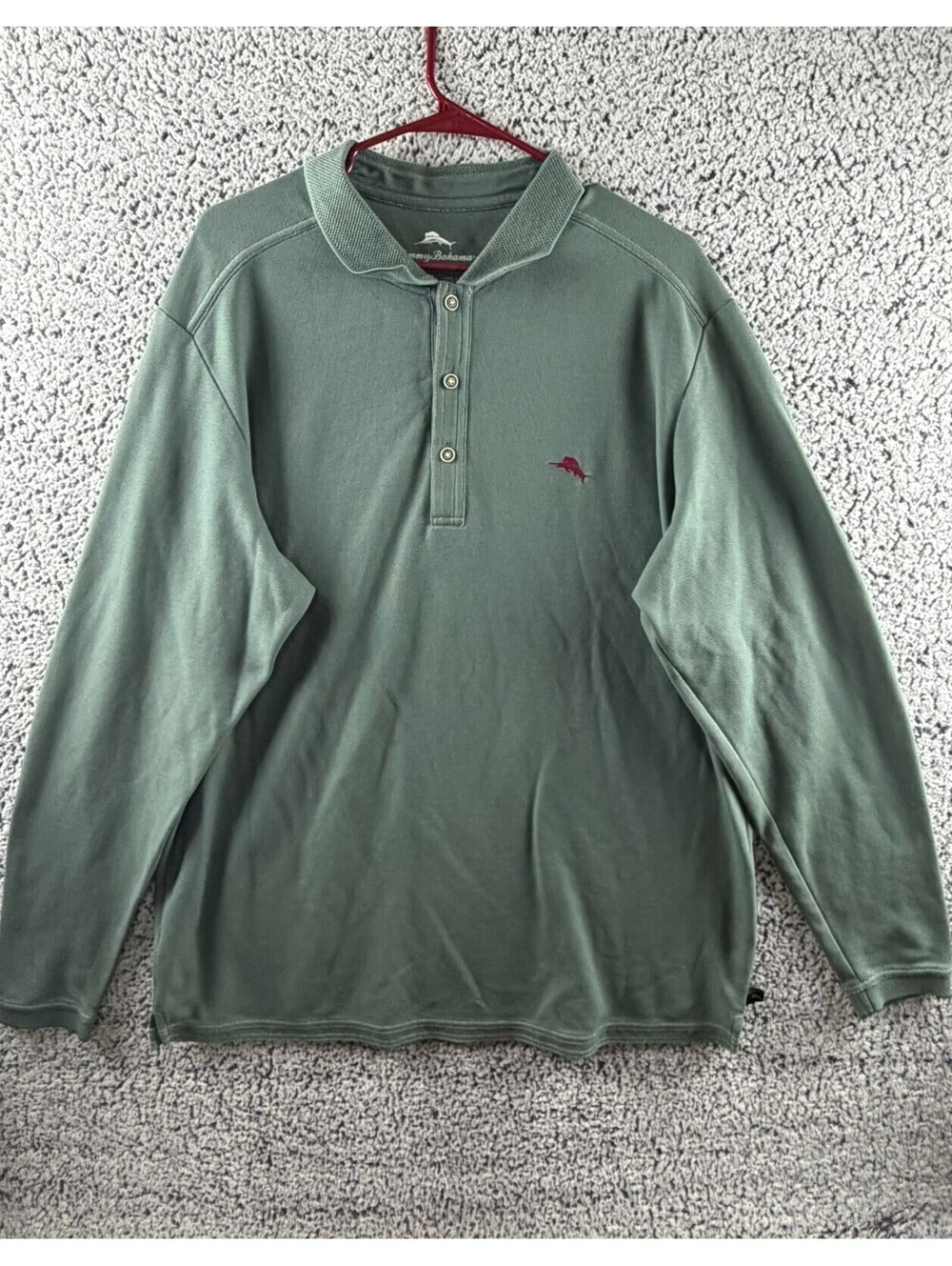 Tommy Bahama Men's LT Large Tall Green Long Sleeve Polo Shirt Supima Cotton
